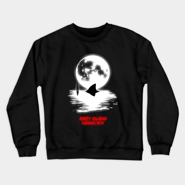 Jaws full moon graphic Crewneck Sweatshirt by udezigns